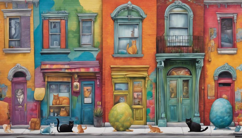 colorful cat murals created